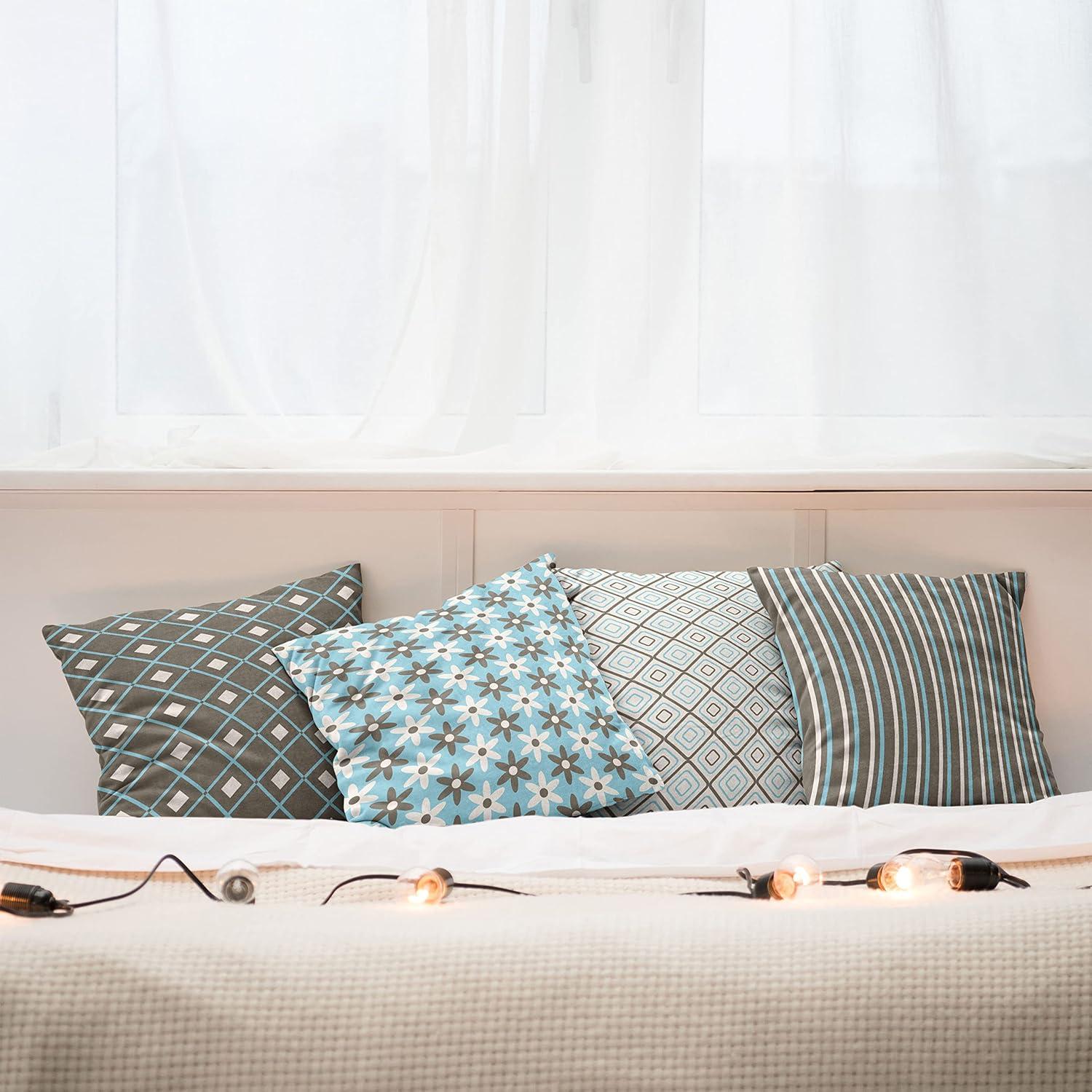 imageAmbesonne Vintage Throw Pillow Cushion Case Pack of 4 Nostalgic Concept Neutral Soft Ornaments with Ethnic Cultural Details Modern Accent DoubleSided Digital Printing 18 Pale Sage Green IvoryTaupe Sky Blue and Ivory