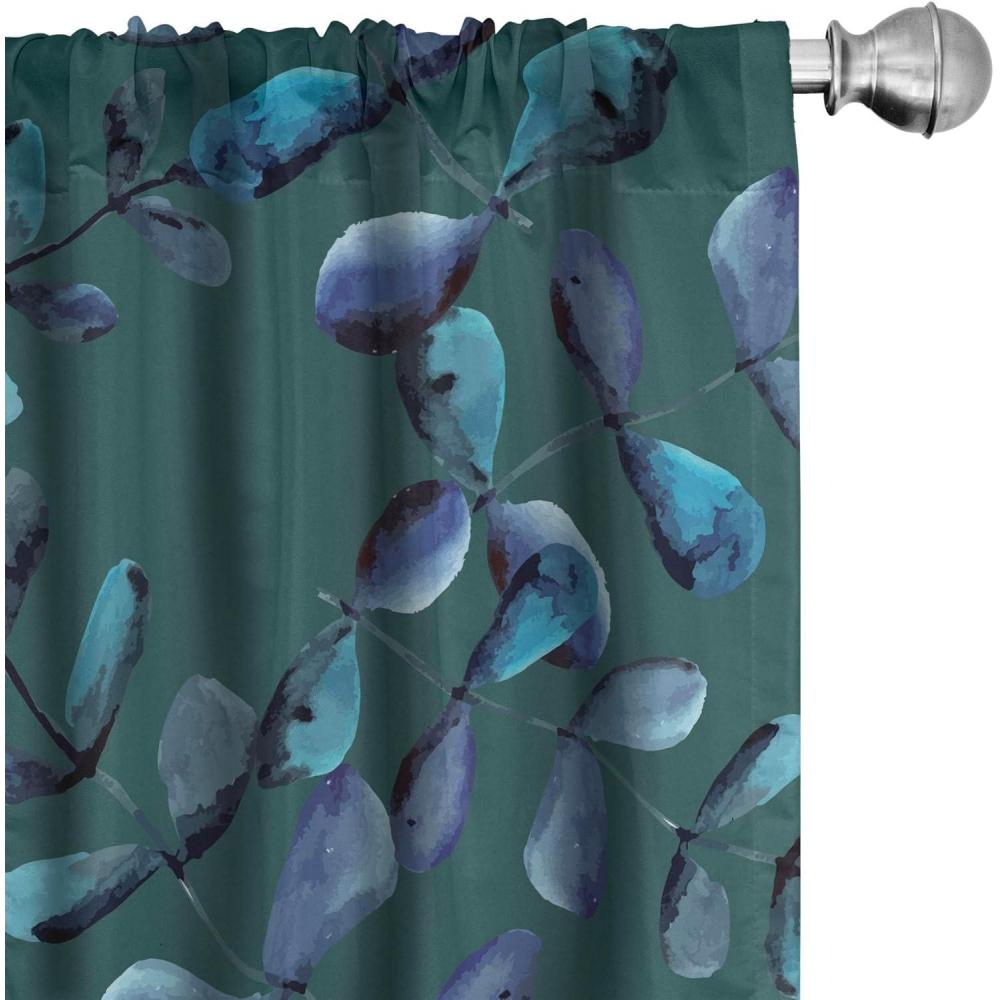 imageAmbesonne Floral Boho Curtains Golden Tone Blooming Flowers and Neutral Leaves on Dark Jungle Back Window Treatments 2 Panel Set for Living Room Bedroom Pair of 28 x 95 Dark Yellow Sea BlueIndigo Pale Petrol Blue