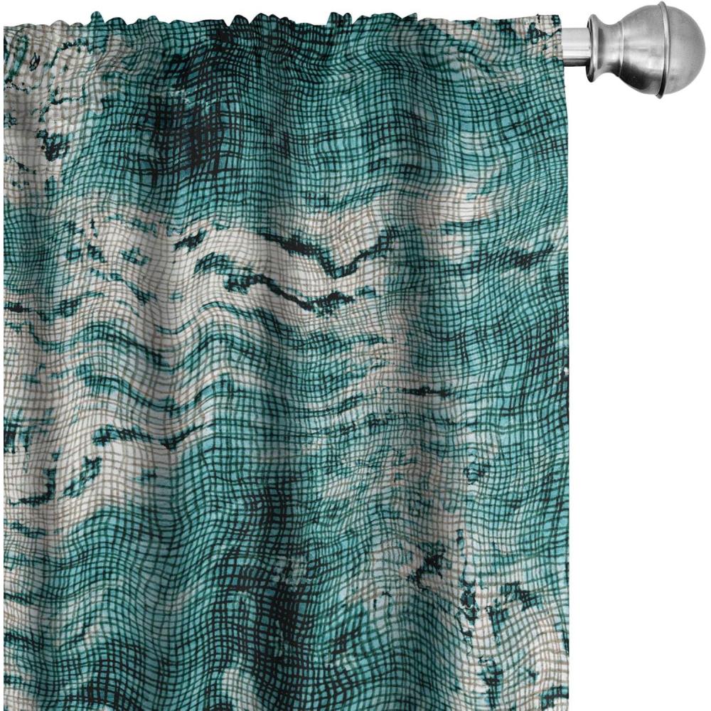 imageAmbesonne Floral Boho Curtains Golden Tone Blooming Flowers and Neutral Leaves on Dark Jungle Back Window Treatments 2 Panel Set for Living Room Bedroom Pair of 28 x 95 Dark Yellow Sea BlueDark Teal and Cadet Blue