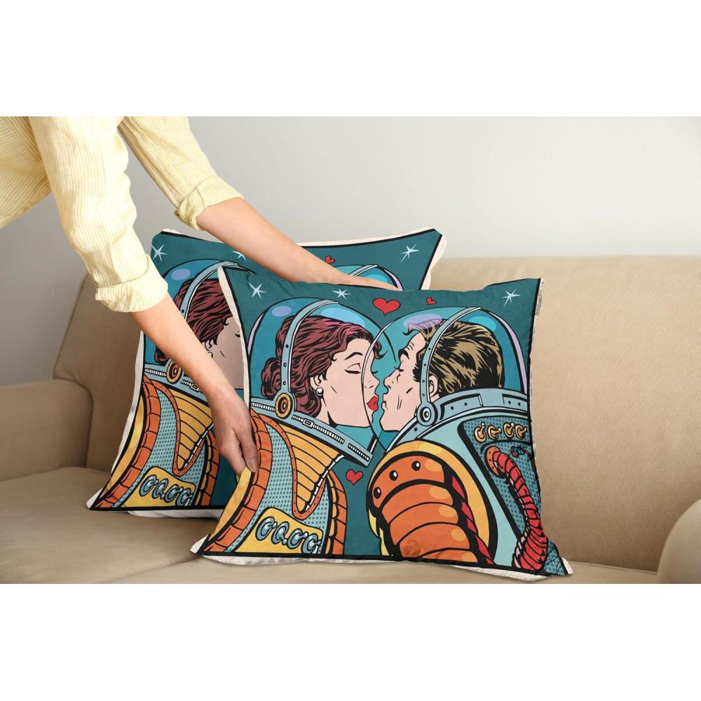 imageAmbesonne Jellyfish Throw Pillow Cushion Cover Blue Spotted Jelly Fish Aquarium Life Marine Animals Ocean Predator in The Deep Water Decorative Square Accent Pillow Case 16 X 16 BlueOrange Teal