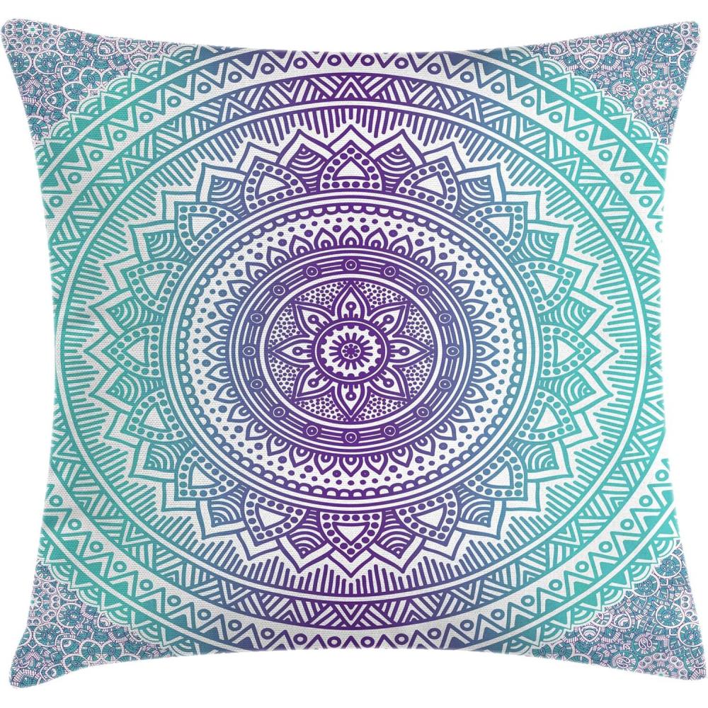 imageAmbesonne Jellyfish Throw Pillow Cushion Cover Blue Spotted Jelly Fish Aquarium Life Marine Animals Ocean Predator in The Deep Water Decorative Square Accent Pillow Case 16 X 16 BluePurple
