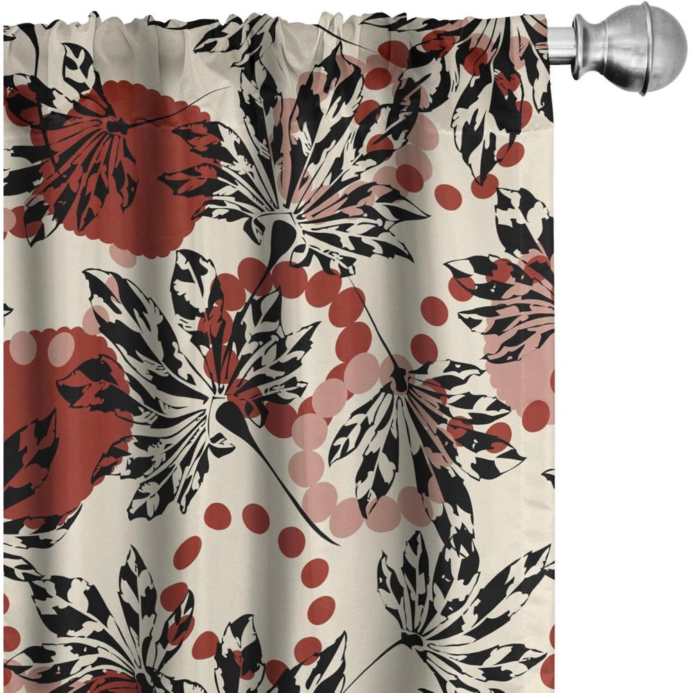 imageAmbesonne Jungle Themed Curtains Romantic Autumn Vibes Branch and Berry Pattern with Neutral Colors Boho Window Treatments 2 Panel Set for Living Room Bedroom Pair of  28 x 63 Blush Dried RoseRaspberry Cream and Pale Ruby