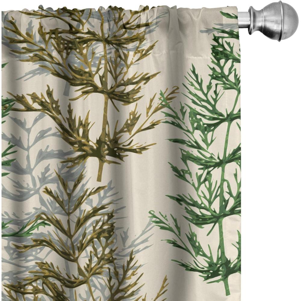 imageAmbesonne Jungle Themed Curtains Romantic Autumn Vibes Branch and Berry Pattern with Neutral Colors Boho Window Treatments 2 Panel Set for Living Room Bedroom Pair of 28 x 63 Blush Dried RoseBeige Emerald and Fawn