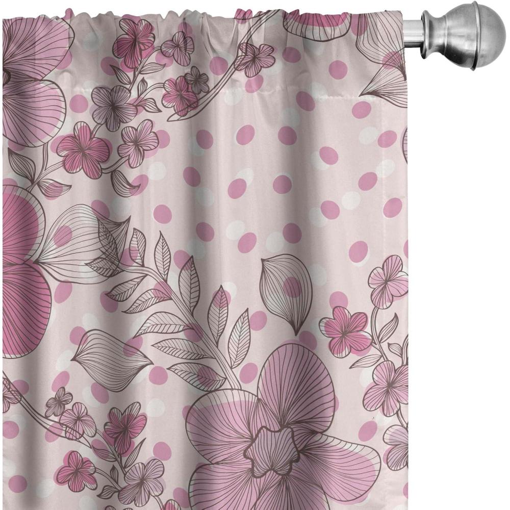 imageAmbesonne Jungle Themed Curtains Romantic Autumn Vibes Branch and Berry Pattern with Neutral Colors Boho Window Treatments 2 Panel Set for Living Room Bedroom Pair of  28 x 63 Blush Dried RoseBlush Hot Pink White