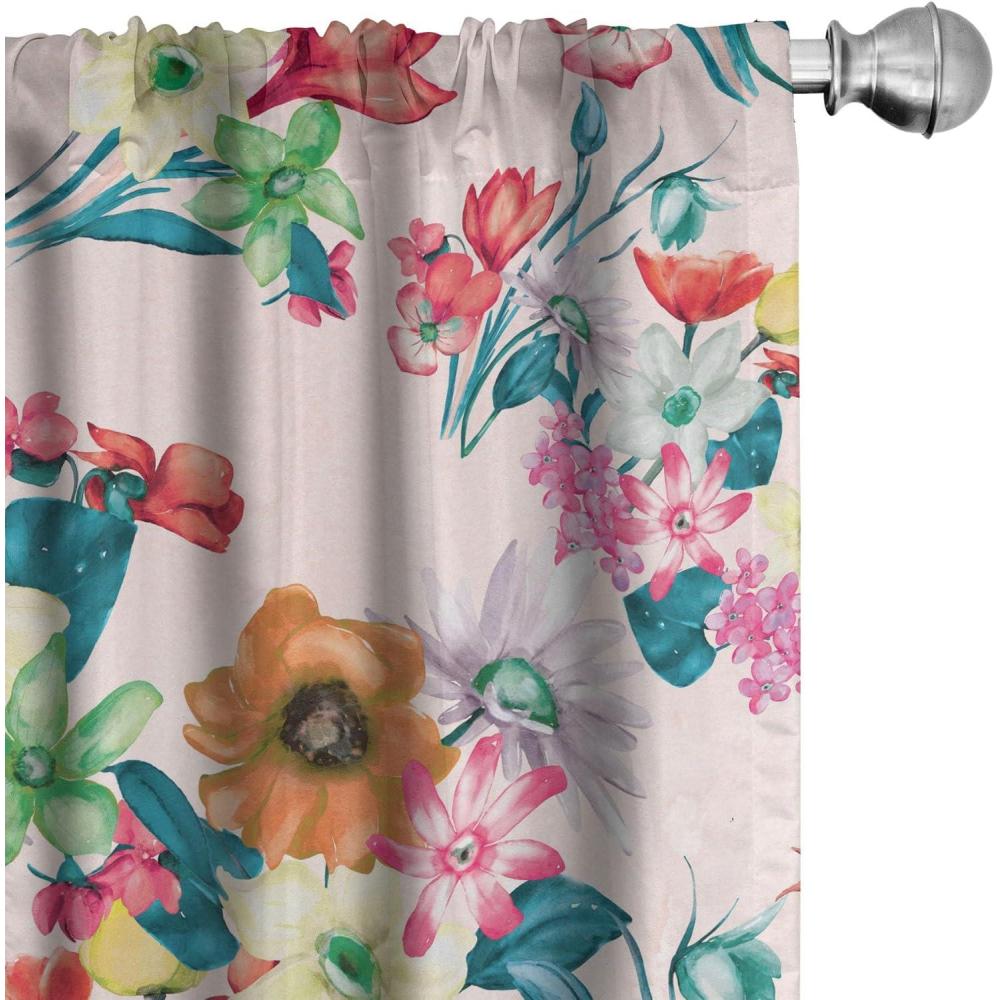 imageAmbesonne Jungle Themed Curtains Romantic Autumn Vibes Branch and Berry Pattern with Neutral Colors Boho Window Treatments 2 Panel Set for Living Room Bedroom Pair of  28 x 63 Blush Dried RoseMulticolor Blush