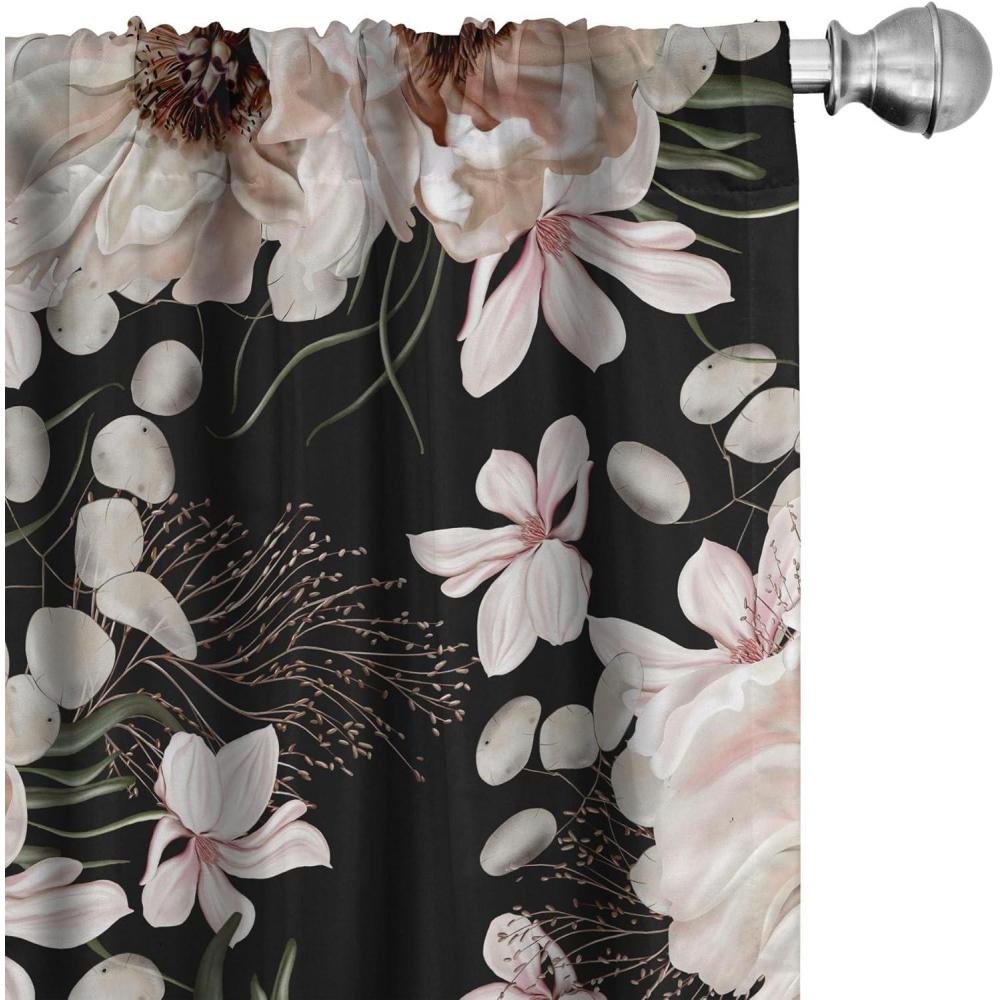 imageAmbesonne Jungle Themed Curtains Romantic Autumn Vibes Branch and Berry Pattern with Neutral Colors Boho Window Treatments 2 Panel Set for Living Room Bedroom Pair of 28 x 63 Blush Dried RoseBlush Charcoal