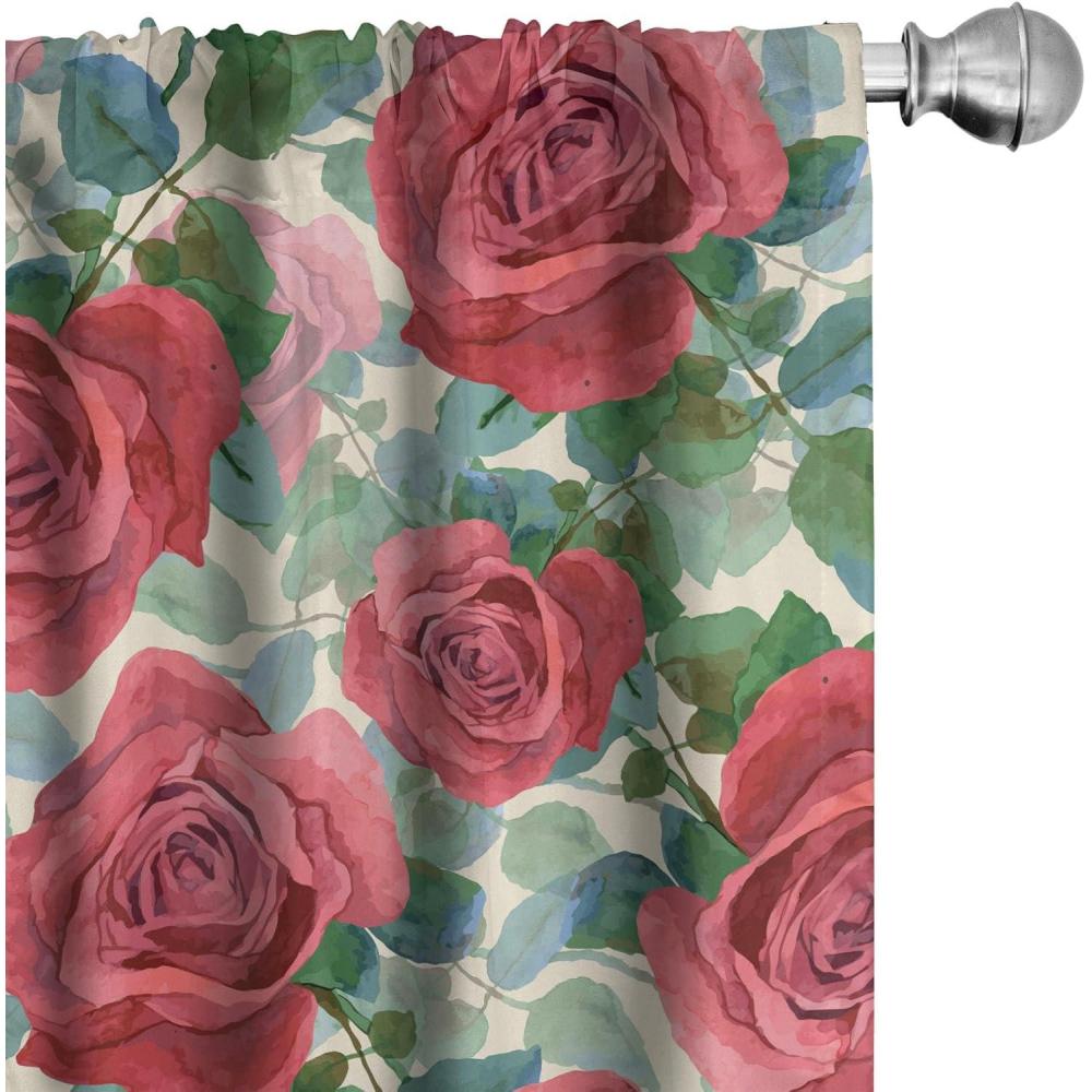 imageAmbesonne Jungle Themed Curtains Romantic Autumn Vibes Branch and Berry Pattern with Neutral Colors Boho Window Treatments 2 Panel Set for Living Room Bedroom Pair of  28 x 63 Blush Dried RoseDark Pink Green and Blue