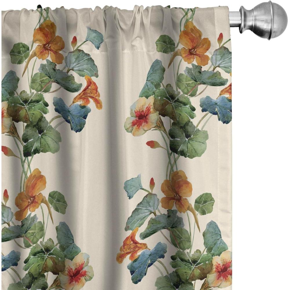 imageAmbesonne Jungle Themed Curtains Romantic Autumn Vibes Branch and Berry Pattern with Neutral Colors Boho Window Treatments 2 Panel Set for Living Room Bedroom Pair of  28 x 63 Blush Dried RoseJade Green Pastel Green