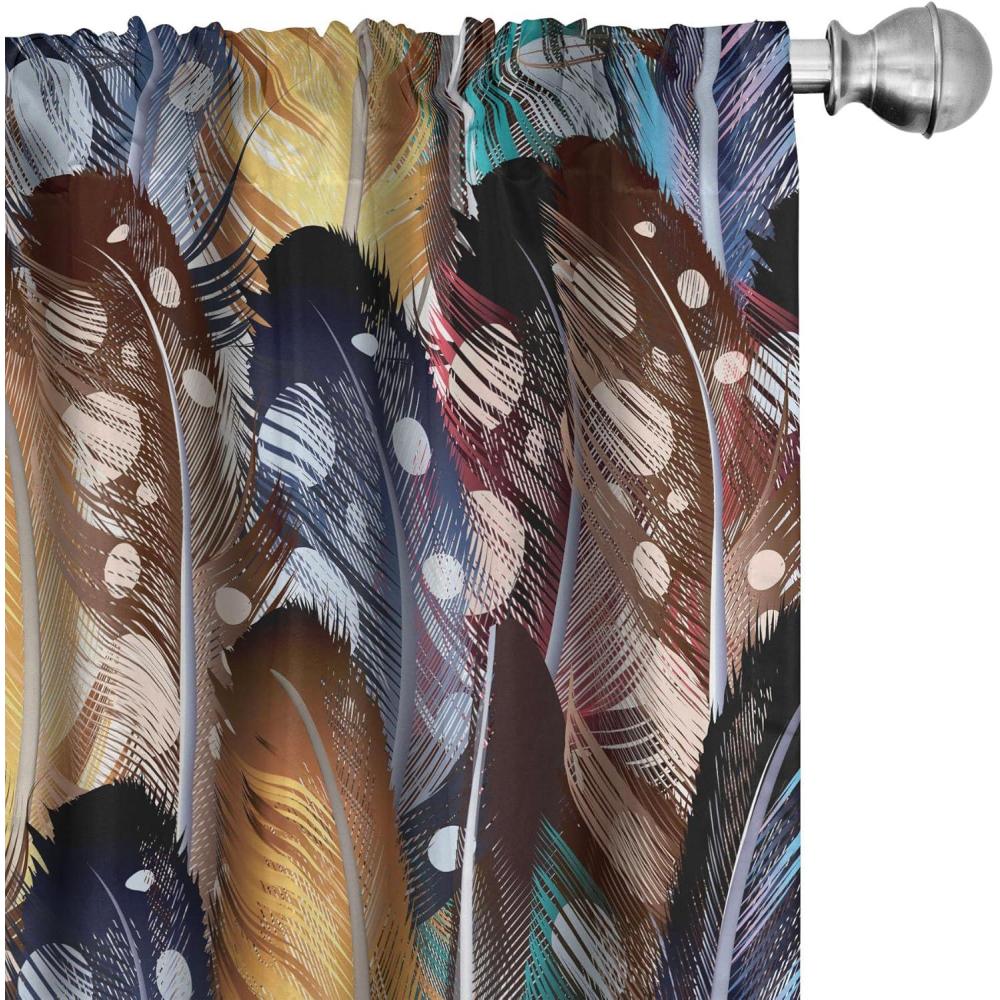 imageAmbesonne Tropical Leaves Curtains Aloha Hawaii Vibes Leafy Pattern with Neutral Colors Boho Art Window Treatments 2 Panel Set for Living Room Bedroom Pair of  28 x 63 Almond Green Warm TaupeDark Mustard and Petrol Blue