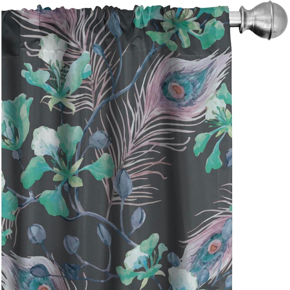 imageAmbesonne Tropical Leaves Curtains Aloha Hawaii Vibes Leafy Pattern with Neutral Colors Boho Art Window Treatments 2 Panel Set for Living Room Bedroom Pair of  28 x 63 Almond Green Warm TaupePale Mauve and Sea Green