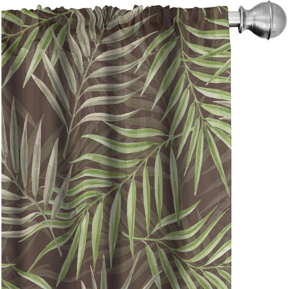 imageAmbesonne Tropical Leaves Curtains Aloha Hawaii Vibes Leafy Pattern with Neutral Colors Boho Art Window Treatments 2 Panel Set for Living Room Bedroom Pair of  28 x 63 Almond Green Warm TaupeReseda Green and Caramel