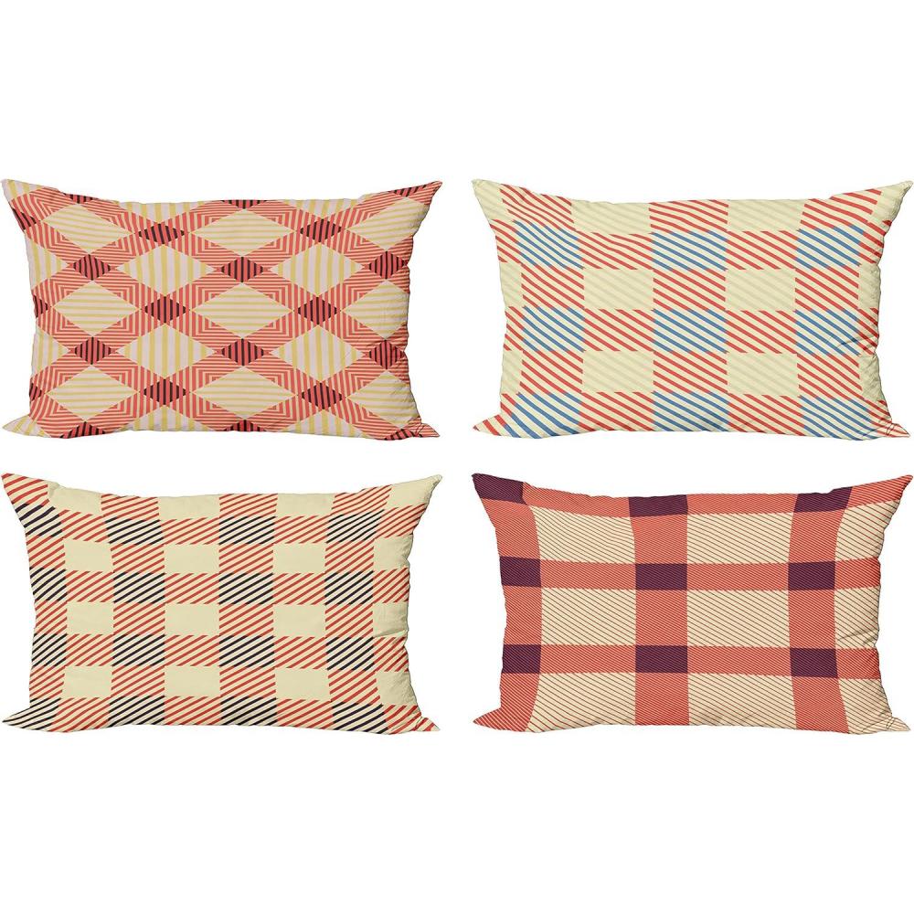 imageAmbesonne Vintage Throw Pillow Cushion Case Pack of 4 Nostalgic Concept Neutral Soft Ornaments with Ethnic Cultural Details Modern Accent DoubleSided Digital Printing 18 Pale Sage Green IvoryBeige Burnt Sienna Purple