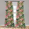 Ambesonne Floral Boho Curtains, Golden Tone Blooming Flowers and Neutral Leaves on Dark Jungle Back, Window Treatments 2 Panel Set for Living Room Bedroom, Pair of – 28″ x 95″, Dark Yellow Sea Blue(Dark Coral Fern Green)