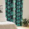 Ambesonne Floral Boho Curtains, Golden Tone Blooming Flowers and Neutral Leaves on Dark Jungle Back, Window Treatments 2 Panel Set for Living Room Bedroom, Pair of – 28″ x 95″, Dark Yellow Sea Blue(Jade Green Sea Green)