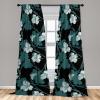 Ambesonne Floral Boho Curtains, Golden Tone Blooming Flowers and Neutral Leaves on Dark Jungle Back, Window Treatments 2 Panel Set for Living Room Bedroom, Pair of – 28″ x 95″, Dark Yellow Sea Blue(Dark Cadet Blue and Grey)