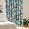 Ambesonne Floral Boho Curtains, Golden Tone Blooming Flowers and Neutral Leaves on Dark Jungle Back, Window Treatments 2 Panel Set for Living Room Bedroom, Pair of – 28″ x 95″, Dark Yellow Sea Blue(Shamrock Green Redwood)