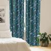 Ambesonne Floral Boho Curtains, Golden Tone Blooming Flowers and Neutral Leaves on Dark Jungle Back, Window Treatments 2 Panel Set for Living Room Bedroom, Pair of – 28″ x 95″, Dark Yellow Sea Blue(Indigo Pale Petrol Blue)