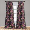 Ambesonne Floral Boho Curtains, Golden Tone Blooming Flowers and Neutral Leaves on Dark Jungle Back, Window Treatments 2 Panel Set for Living Room Bedroom, Pair of – 28″ x 95″, Dark Yellow Sea Blue(Dried Rose Earth Yellow)