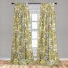 Ambesonne Floral Boho Curtains, Golden Tone Blooming Flowers and Neutral Leaves on Dark Jungle Back, Window Treatments 2 Panel Set for Living Room Bedroom, Pair of – 28″ x 95″, Dark Yellow Sea Blue(Pale Green Off White)