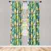 Ambesonne Floral Boho Curtains, Golden Tone Blooming Flowers and Neutral Leaves on Dark Jungle Back, Window Treatments 2 Panel Set for Living Room Bedroom, Pair of – 28″ x 95″, Dark Yellow Sea Blue(Yellow Jade Green Coral)