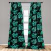 Ambesonne Floral Boho Curtains, Golden Tone Blooming Flowers and Neutral Leaves on Dark Jungle Back, Window Treatments 2 Panel Set for Living Room Bedroom, Pair of – 28″ x 95″, Dark Yellow Sea Blue(Jade Green Sea Green)
