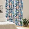 Ambesonne Floral Boho Curtains, Golden Tone Blooming Flowers and Neutral Leaves on Dark Jungle Back, Window Treatments 2 Panel Set for Living Room Bedroom, Pair of – 28″ x 95″, Dark Yellow Sea Blue(Dark Lavender Lilac)