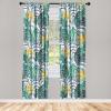 Ambesonne Floral Boho Curtains, Golden Tone Blooming Flowers and Neutral Leaves on Dark Jungle Back, Window Treatments 2 Panel Set for Living Room Bedroom, Pair of – 28″ x 95″, Dark Yellow Sea Blue(Mustard Fern Green Indigo)