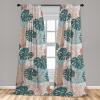Ambesonne Floral Boho Curtains, Golden Tone Blooming Flowers and Neutral Leaves on Dark Jungle Back, Window Treatments 2 Panel Set for Living Room Bedroom, Pair of – 28″ x 95″, Dark Yellow Sea Blue(Dark Cadet Blue and Almond)