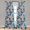 Ambesonne Floral Boho Curtains, Golden Tone Blooming Flowers and Neutral Leaves on Dark Jungle Back, Window Treatments 2 Panel Set for Living Room Bedroom, Pair of – 28″ x 95″, Dark Yellow Sea Blue(Dark Lavender Lilac)