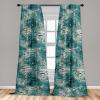 Ambesonne Floral Boho Curtains, Golden Tone Blooming Flowers and Neutral Leaves on Dark Jungle Back, Window Treatments 2 Panel Set for Living Room Bedroom, Pair of – 28″ x 95″, Dark Yellow Sea Blue(Dark Teal and Cadet Blue)