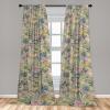 Ambesonne Floral Boho Curtains, Golden Tone Blooming Flowers and Neutral Leaves on Dark Jungle Back, Window Treatments 2 Panel Set for Living Room Bedroom, Pair of – 28″ x 95″, Dark Yellow Sea Blue(Reseda Green Pink)