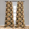 Ambesonne Floral Boho Curtains, Golden Tone Blooming Flowers and Neutral Leaves on Dark Jungle Back, Window Treatments 2 Panel Set for Living Room Bedroom, Pair of – 28″ x 95″, Dark Yellow Sea Blue(Yellow Sea Blue)