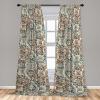Ambesonne Floral Boho Curtains, Golden Tone Blooming Flowers and Neutral Leaves on Dark Jungle Back, Window Treatments 2 Panel Set for Living Room Bedroom, Pair of – 28″ x 95″, Dark Yellow Sea Blue(Grey Teal Umber and Taupe)