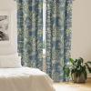 Ambesonne Floral Boho Curtains, Golden Tone Blooming Flowers and Neutral Leaves on Dark Jungle Back, Window Treatments 2 Panel Set for Living Room Bedroom, Pair of – 28″ x 95″, Dark Yellow Sea Blue(Pale Olive Green Blue)