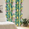 Ambesonne Floral Boho Curtains, Golden Tone Blooming Flowers and Neutral Leaves on Dark Jungle Back, Window Treatments 2 Panel Set for Living Room Bedroom, Pair of – 28″ x 95″, Dark Yellow Sea Blue(Yellow Jade Green Coral)