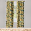 Ambesonne Floral Boho Curtains, Golden Tone Blooming Flowers and Neutral Leaves on Dark Jungle Back, Window Treatments 2 Panel Set for Living Room Bedroom, Pair of – 28″ x 95″, Dark Yellow Sea Blue(Teal Pale Earth Yellow)