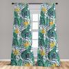 Ambesonne Floral Boho Curtains, Golden Tone Blooming Flowers and Neutral Leaves on Dark Jungle Back, Window Treatments 2 Panel Set for Living Room Bedroom, Pair of – 28″ x 95″, Dark Yellow Sea Blue(Mustard Fern Green Indigo)