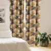 Ambesonne Floral Boho Curtains, Golden Tone Blooming Flowers and Neutral Leaves on Dark Jungle Back, Window Treatments 2 Panel Set for Living Room Bedroom, Pair of – 28″ x 95″, Dark Yellow Sea Blue(Yellow Sea Blue)