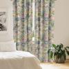 Ambesonne Floral Boho Curtains, Golden Tone Blooming Flowers and Neutral Leaves on Dark Jungle Back, Window Treatments 2 Panel Set for Living Room Bedroom, Pair of – 28″ x 95″, Dark Yellow Sea Blue(Reseda Green Pink)