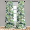 Ambesonne Floral Boho Curtains, Golden Tone Blooming Flowers and Neutral Leaves on Dark Jungle Back, Window Treatments 2 Panel Set for Living Room Bedroom, Pair of – 28″ x 95″, Dark Yellow Sea Blue(Pistachio Green Sea Green)