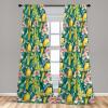 Ambesonne Floral Boho Curtains, Golden Tone Blooming Flowers and Neutral Leaves on Dark Jungle Back, Window Treatments 2 Panel Set for Living Room Bedroom, Pair of – 28″ x 95″, Dark Yellow Sea Blue(Yellow Jade Green Coral)