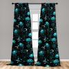 Ambesonne Floral Boho Curtains, Golden Tone Blooming Flowers and Neutral Leaves on Dark Jungle Back, Window Treatments 2 Panel Set for Living Room Bedroom, Pair of – 28″ x 95″, Dark Yellow Sea Blue(Dark Seafoam Dark Tan)