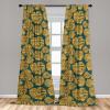 Ambesonne Floral Boho Curtains, Golden Tone Blooming Flowers and Neutral Leaves on Dark Jungle Back, Window Treatments 2 Panel Set for Living Room Bedroom, Pair of – 28″ x 95″, Dark Yellow Sea Blue(Teal Pale Earth Yellow)