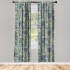 Ambesonne Floral Boho Curtains, Golden Tone Blooming Flowers and Neutral Leaves on Dark Jungle Back, Window Treatments 2 Panel Set for Living Room Bedroom, Pair of – 28″ x 95″, Dark Yellow Sea Blue(Pale Olive Green Blue)