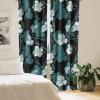 Ambesonne Floral Boho Curtains, Golden Tone Blooming Flowers and Neutral Leaves on Dark Jungle Back, Window Treatments 2 Panel Set for Living Room Bedroom, Pair of – 28″ x 95″, Dark Yellow Sea Blue(Dark Cadet Blue and Grey)