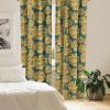 Ambesonne Floral Boho Curtains, Golden Tone Blooming Flowers and Neutral Leaves on Dark Jungle Back, Window Treatments 2 Panel Set for Living Room Bedroom, Pair of – 28″ x 95″, Dark Yellow Sea Blue(Teal Pale Earth Yellow)