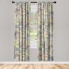 Ambesonne Floral Boho Curtains, Golden Tone Blooming Flowers and Neutral Leaves on Dark Jungle Back, Window Treatments 2 Panel Set for Living Room Bedroom, Pair of – 28″ x 95″, Dark Yellow Sea Blue(Reseda Green Pink)