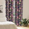 Ambesonne Floral Boho Curtains, Golden Tone Blooming Flowers and Neutral Leaves on Dark Jungle Back, Window Treatments 2 Panel Set for Living Room Bedroom, Pair of – 28″ x 95″, Dark Yellow Sea Blue(Dried Rose Earth Yellow)