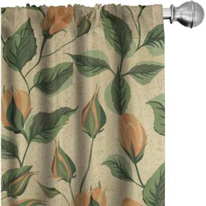 Ambesonne Jungle Themed Curtains, Romantic Autumn Vibes Branch and Berry Pattern with Neutral Colors Boho, Window Treatments 2 Panel Set for Living Room Bedroom, Pair of – 28″ x 63″, Blush Dried Rose(Fern Green Avocado Green)