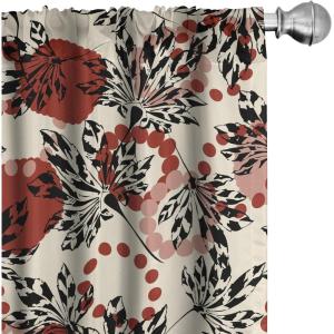 Ambesonne Jungle Themed Curtains, Romantic Autumn Vibes Branch and Berry Pattern with Neutral Colors Boho, Window Treatments 2 Panel Set for Living Room Bedroom, Pair of – 28″ x 63″, Blush Dried Rose(Raspberry Cream and Pale Ruby)